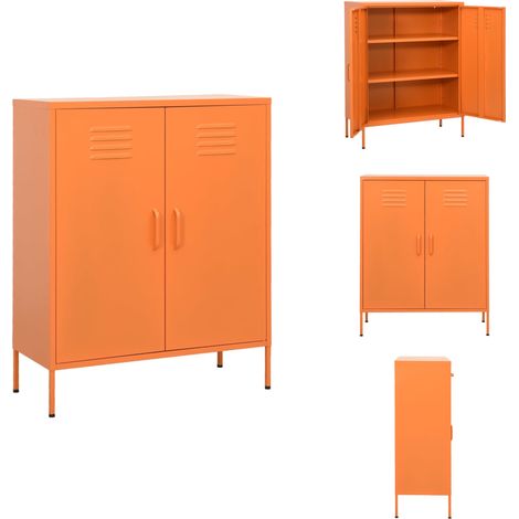 Lagerschrank Orange 80x35x101,5 cm Stahl - Lagerschrank - Stauraum - Garderobe - Wohnraumorganisation - Metallregal (1/5)