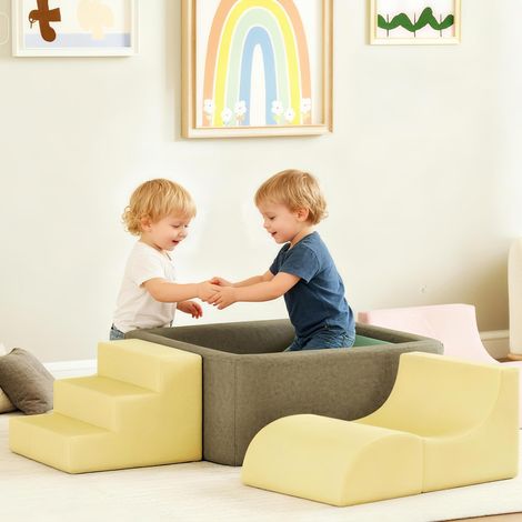 Parcours motricité bébé modulable en mousse 7 pièces housse lavable en velours côtelé 174 x 174 x 30 cm multicolore (1/5)