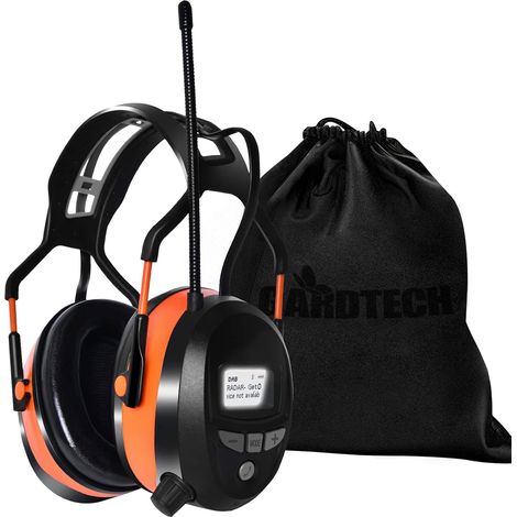 GARDTECH Bluetooth Ear Defenders Noise Cancelling Ear Defenders with Wireless Radio MP3 DAB FM Safety Ear Muffs with LCD Display 4GB SD Card Adult Ear Defenders for Garden Woodworking Orange (1/4)