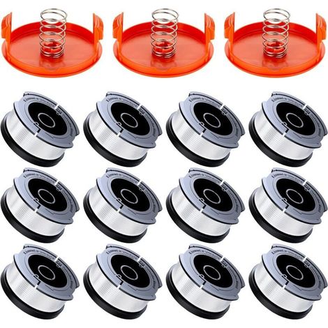 18 Pack Strimmer Line Spools Compatible with Black & Decker Brush Cutters, A6481 A6485, 1.65mm Strimmer Line Spool (12 Strimmer Lines, 3 Covers, 3 Springs) (1/5)