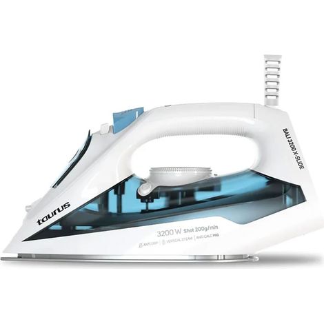 Taurus BALI 3200 X-SLIDE Plancha vapor-seco Suela de cerámica 3200 W Azul, Blanco
