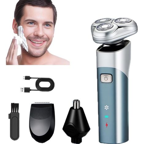 Rasoir Electriques Hommes, 3 IN 1 Tondeuse Barbe Homme avec tondeuse de précision, Rasoir électrique Rechargeable avec Ecran LED, Rasoir Homme À Sec Et Humide (1/5)