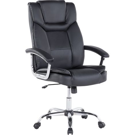 Silla ejecutiva de oficina giratoria de piel sintética negra con altura de asiento ajustable con ruedas Advance (1/5)