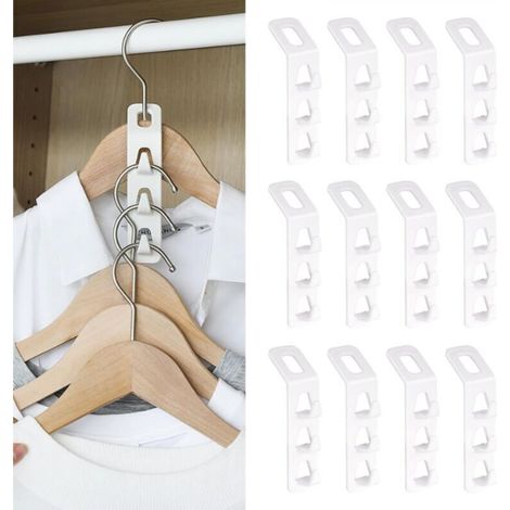 Crochets de liaison gain de place pour penderie – Lot de 12 pièces en plastique résistant, design compact et discret