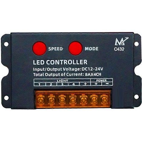 4-Kanal (9-Kanal) 12V/24V DC LED-Streifen-Controller, beleuchtetes Lichtpanel mit Wassersprung- und Blinkeffekten, beleuchteter Wortschalter B (1/5)