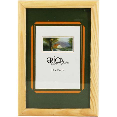 Cadre photo - Bois naturel - Pour photo 10 x 15 cm - Vitre en verre (1/2)