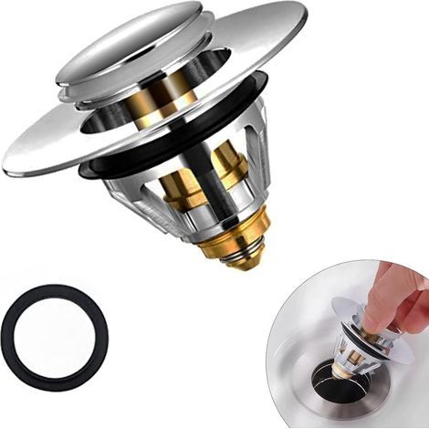 Pop Up Sink Plug with Anti-Clogging Filter, Universal Bathroom Sink Plug (38-43mm) (1/5)