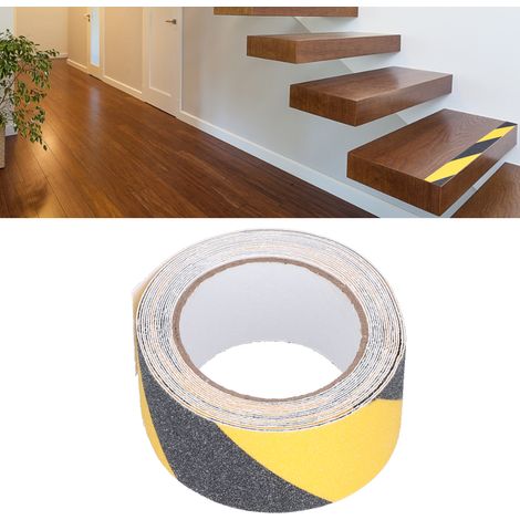 Ruban antidérapant de 5 mètres, autocollant antidérapant extérieur, ruban de traction antidérapant à haute friction, adhésif abrasif pour marches d'escalier de sécurité, jaune et noir. (1/5)