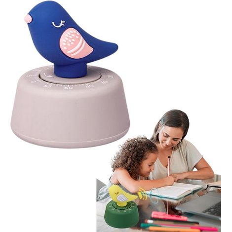 Timer da cucina "Uccellino cinguettante" Simpatico timer da cucina Timer meccanico a forma di uccello Timer con conto alla rovescia meccanico (60 minuti) Blu (1/5)