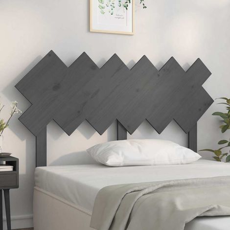 vidaXL Cabecero de cama madera maciza de pino gris 132x3x81 cm (1/5)