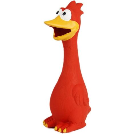 Jouet couineur en caoutchouc en forme de poulet pour chiens de petite, moyenne et grande race, pour le rapport d'objets, réduit l'anxiété de séparation (1/3)