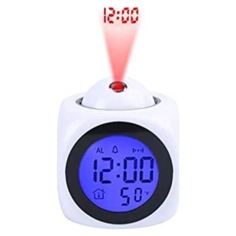 Digital projection alarm clock – Digital alarm clock for the bedroom – Digital alarm clock – Temperature measurement – 5 alarm tones – 10-minute snooze function – Alarm clock radio (1/5)