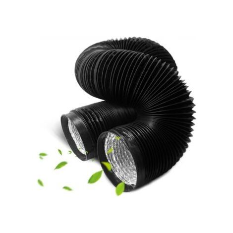 QORVA - Flexibler PVC- und Aluminium-Ablaufschlauch für Bad, Küche und Wäschetrockner, 100 mm x 2 m (schwarz) (1/5)