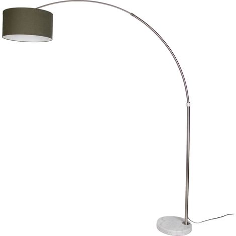 QAZQA Steel Floor Lamp with Dark Green Shade 50cm - XXL