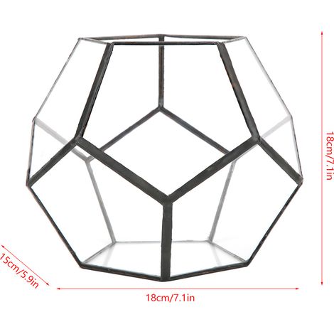 Pot de fleurs en verre de forme géométrique élégante pour plantes succulentes, jardinière, contenant pour décoration paysagère (1/5)