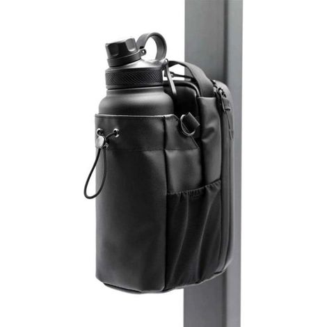 Sacoche magnétique noire pour bouteille d'eau 15x11x25 cm – sac de sport incliné avec aimant puissant (1/4)