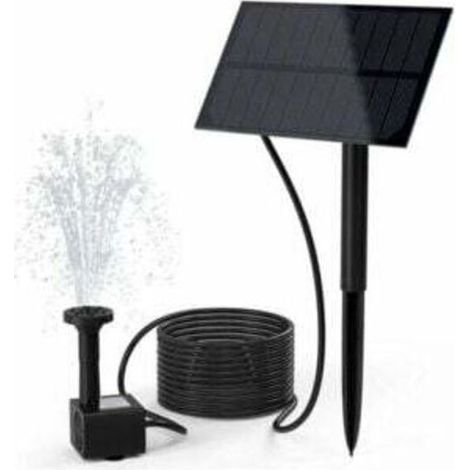 Fontaine solaire extérieure pour jardin et terrasse – Pompe sans fil, étanche IP68, 4 embouts interchangeables, autonomie 8 h (1/4)