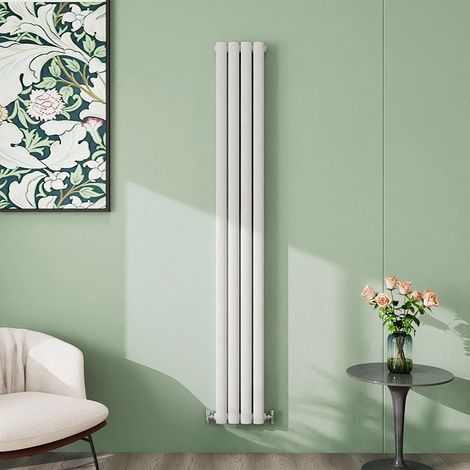 AICA 1800x236mm White Vertical Designer Radiator Double Oval Column Heating UK