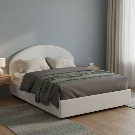 Lit une place et demie Ambher, Matelas Inclus, Fabriqué en Italie, Blanc (1/4)