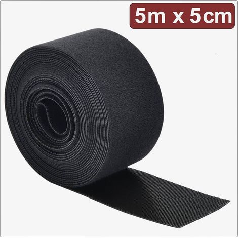 Quadrios 24CA310 Nastro a strappo per raggruppare Lato morbido e lato rigido (L x L) 5 m x 5 cm Nero 5 m