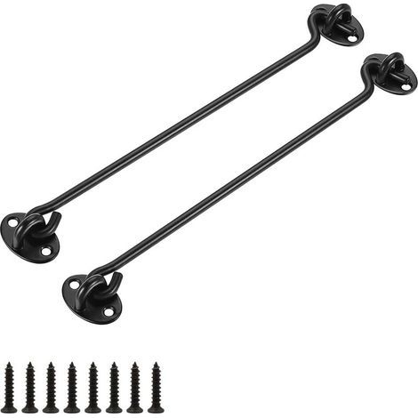 Crochet Porte. 2 Pièces 300 mm Fermeture Porte Acier Inoxydable. Loquet Porte Noir. Crochet Fenetre pour Portes. Fenêtres de Garage. Maisons de Jardin. Chalets (1/5)