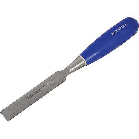 Faithfull Bevel Edge Chisel with Blue PVC Handle – 19mm (3/4 inch) Professional Woodworking Tool