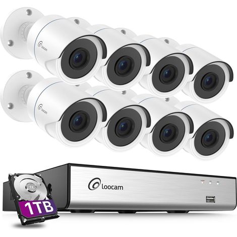 Kit Vidéosurveillance 8 Caméras 2MP 1080p, DVR H.265+ Disque Dur 1To, Caméras de Sécurité Intérieur Extérieur Étanche IP66, Détection Humaine (1/5)