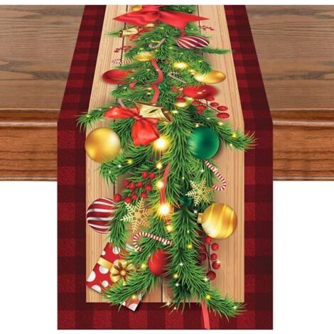 BUNTHAUS Chemin de Table de Noël, 33 x 275 cm, Motif Baies Rouges et Rouges, Noir, Chemin de Table 3D réaliste pour Les Vacances d'hiver de Cuisine (1/5)