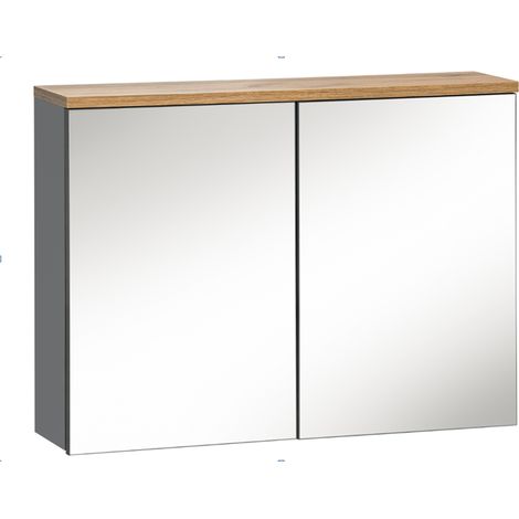 Armoire de salle de bain Cintra Graphit - 80 x 20 x 70 cm - Rangement mural avec miroir - Livraison gratuite