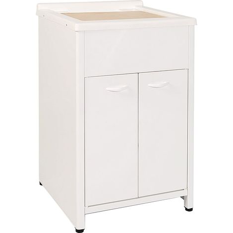 Mobile Lavatoio da Esterno in Polipropilene e Alluminio 50x50x83 cm Bianco (1/5)
