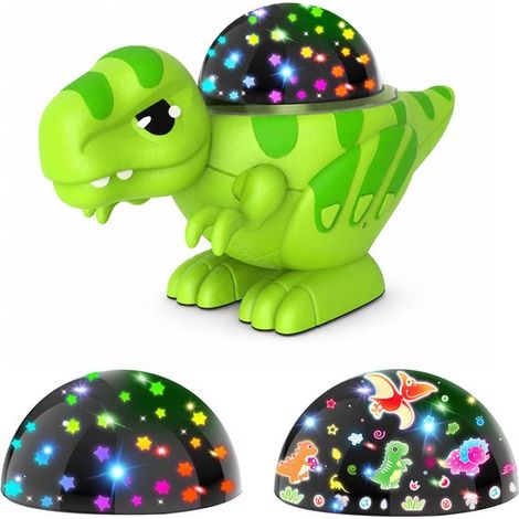 Projecteur Veilleuse Dinosaure - Rotatif à 360° avec 2 Films - Vert - pour Enfants de 1 à 10 Ans - Cadeau pour Garons - 1 Set (1/5)