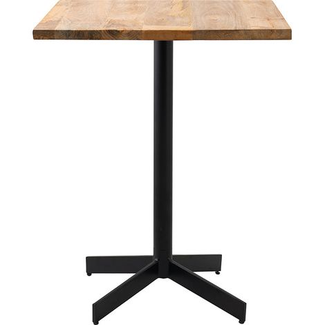 Tisch für die Bar im Quadrat aus massivem Holz und schwarzem Metall D60 cm SOPRA