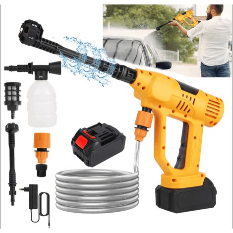 Nettoyeur Haute Pression Sans Fil Portable – Batterie 21V, Buse 6-en-1, 10 Vitesses Réglables, Affichage de Batterie, Jet Puissant pour Voiture, Jardin et Sol (1/5)