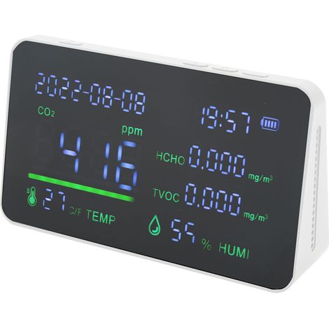 Détecteur de CO2, composants de capteur TVOC ABS et électroniques, testeur de température et d'humidité numérique, moniteur de qualité de l'air pour centre commercial, blanc,DUBUNS (1/5)