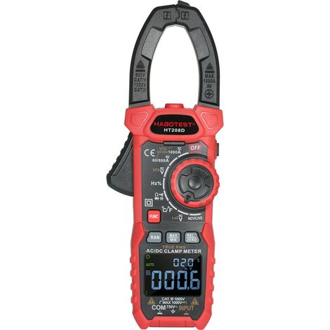 Pince ampèremétrique numérique AC / DC Multimètre True-RMS Pince de courant multi-testeur anto-range avec ampère Volt Ohm Diode Capacité Résistance Continuité NCV Température de service Tests VFD,Noi