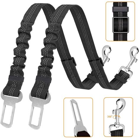 Ceinture de sécurité pour chien, ceinture de sécurité pour chien 2 pièces avec absorption des chocs élastique, ceinture de sécurité réglable, ceinture de sécurité pour chien réglable-Fei Yu (1/5)