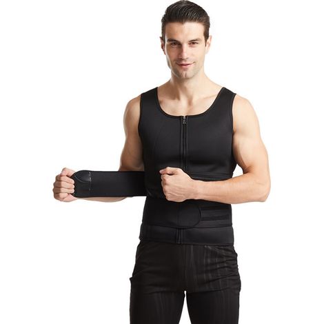 Gilet de sport en néoprène pour homme, gainant et gainant, avec fermeture éclair double face (1/5)