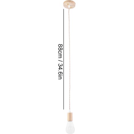 Lustre Pendentif Vintage Style Campagne en Bois Noir Simple, Lampe Suspendue Plafond E27 90-250V