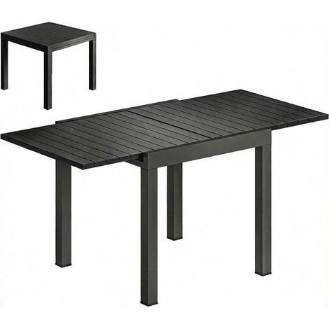 Tavolo da giardino allungabile in alluminio nero 160 x 80 x 75 cm per 4-6 persone (1/5)