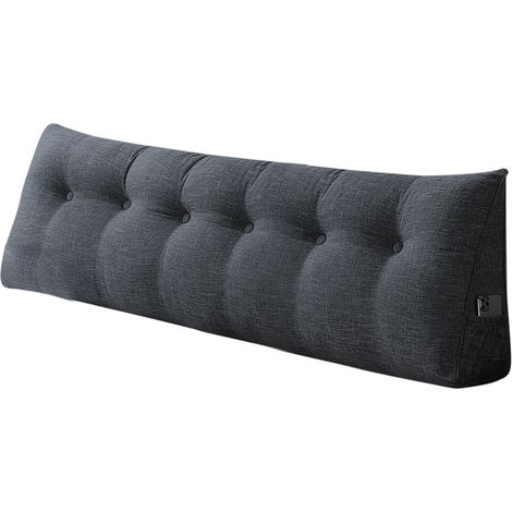 Haloyo® Triangulaire Coussin à Coins, Traversin Tête de lit Support Arrière, Gros Coussin Canapé,Oreiller Cervical Dossier de Soutien Lombaire, 180x50x20cm, Coton et lin,Gris foncé (1/5)