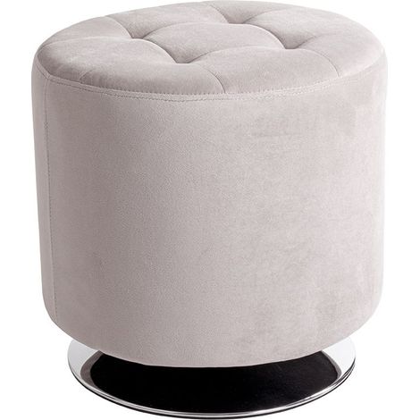 Tabouret rembourré rond pivotant coloris gris- Longueur 44 x Profondeur 44 x Hauteur 43 cm (1/5)