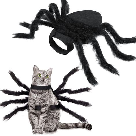 Costume d'araignée ajustable pour chiens et chats de petite et moyenne taille, déguisement d'araignée pour Halloween. (1/4)