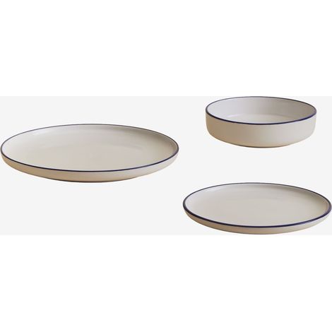 Vaisselle de 12 pièces en grès Ronilena SKLUM Blanc Gardenia - Bleu Ken