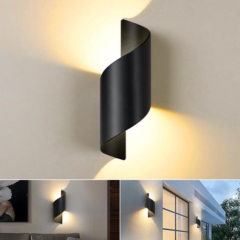 Applique murale LED 10 W moderne pour intérieur et extérieur étanche avec lumière blanc chaud pour jardin salon salle de bain et chambre couleur noire (1/5)