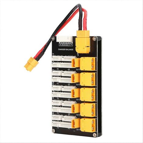 Chargeur batterie Lipo parallèle XT30 XT60, carte de charge double prise, adaptateur pour batteries RC, connecteur mâle, 2S-6S, haute compatibilité, usage modélisme, alimentation équilibrée, sécurité (1/5)
