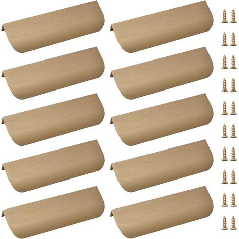 Confezione da 10 maniglie invisibili per cassetti da 120 mm in lega di alluminio con bordo arrotondato, maniglie a scomparsa per cassetti e mobili (bronzo) (1/5)
