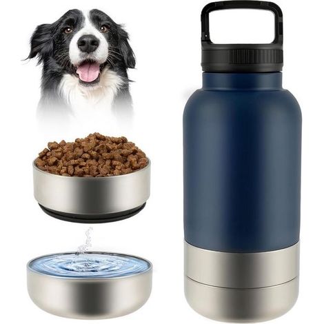 Bouteille de voyage pour chien 900 ml avec gamelle intégrée 3 en 1, gourde portable pour promenade (1/2)