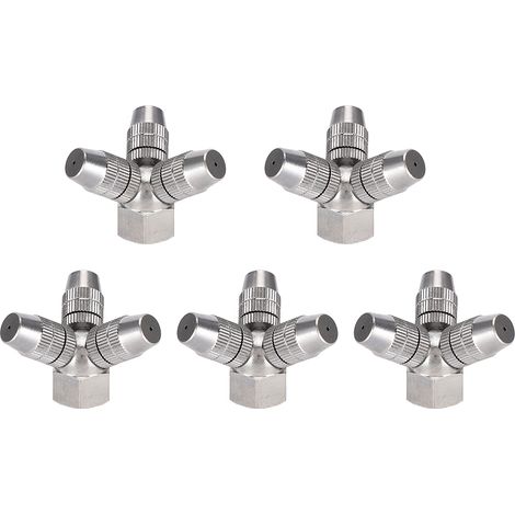Buse d'arrosage 3 têtes filetée G1/4 en cupronickel lot de 5 pour irrigation jardin agricole pulvérisation fine durable (1/5)