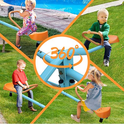 Wippe für 4 Kinder, 182,88 cm, Metall/Kunststoff, rutschfest, Blau/Orange OKWISH (1/5)