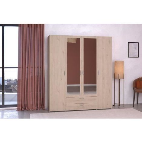 Parisot Varia armoire 4 portes 2 tiroirs chêne brun (1/5)